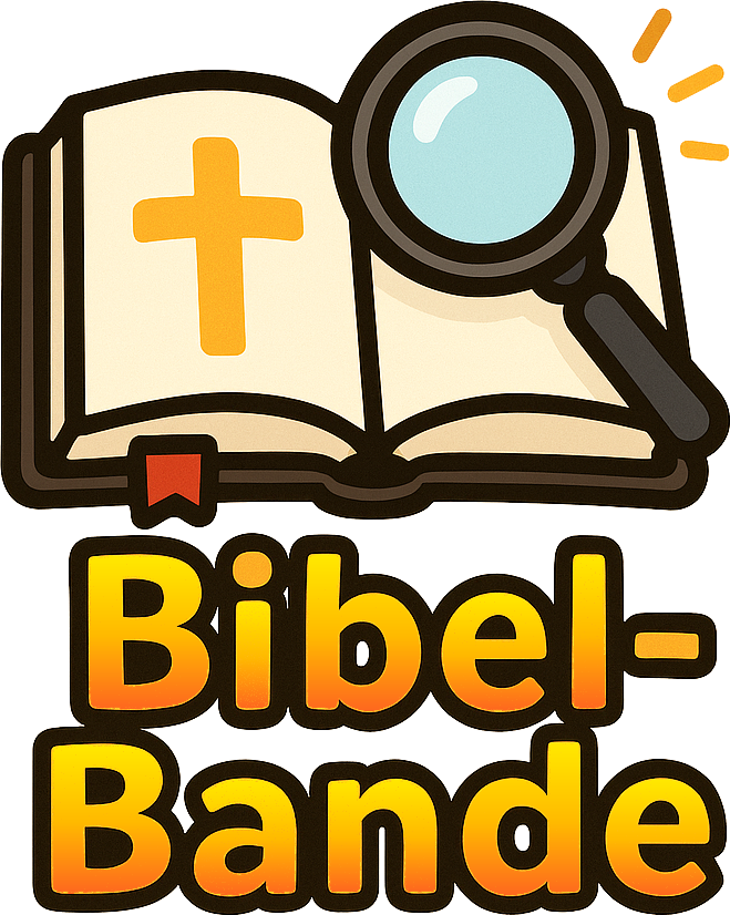 Logo der Bibel-Bande: aufgeschlagene Bibel mit Lupe
